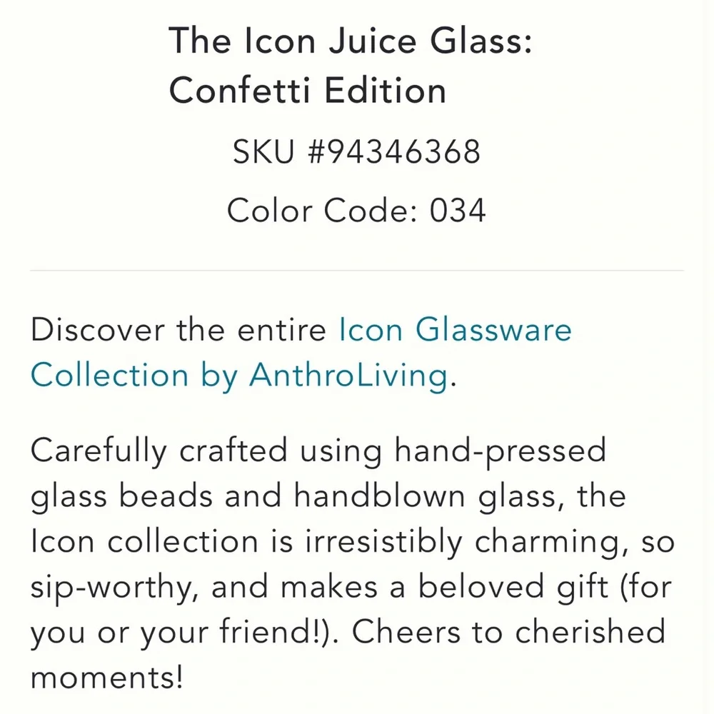 Anthropologie Confetti Icon Juice Glass Bunny Rabbit Easter Spring NWT - Picture 4 of 8